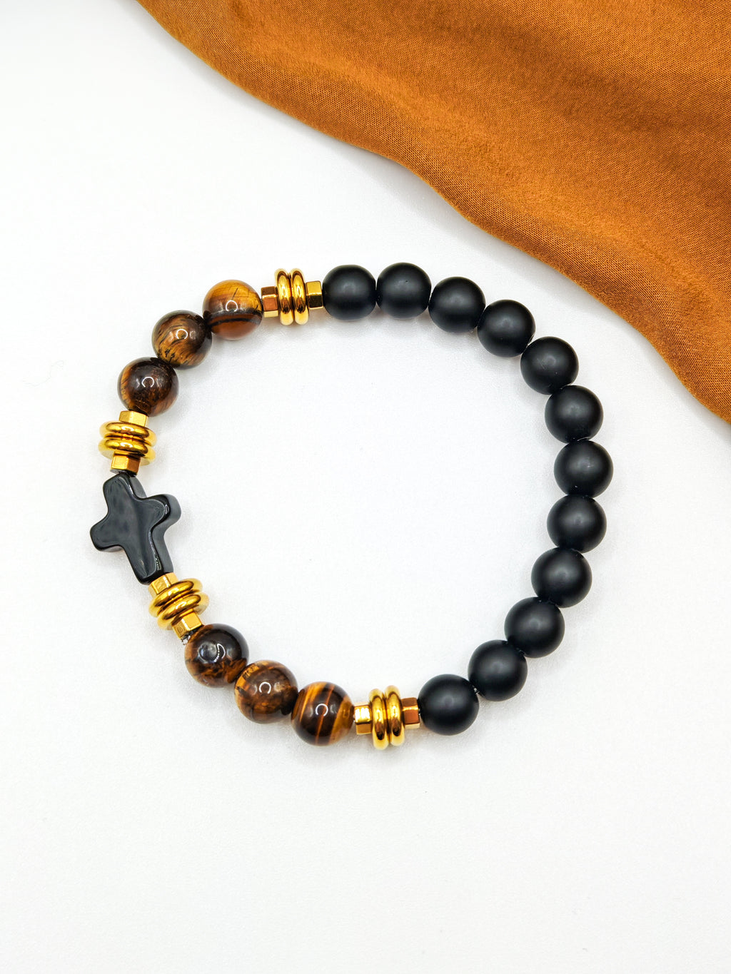 Bracelets OBSIDIAN Cross - green & black
