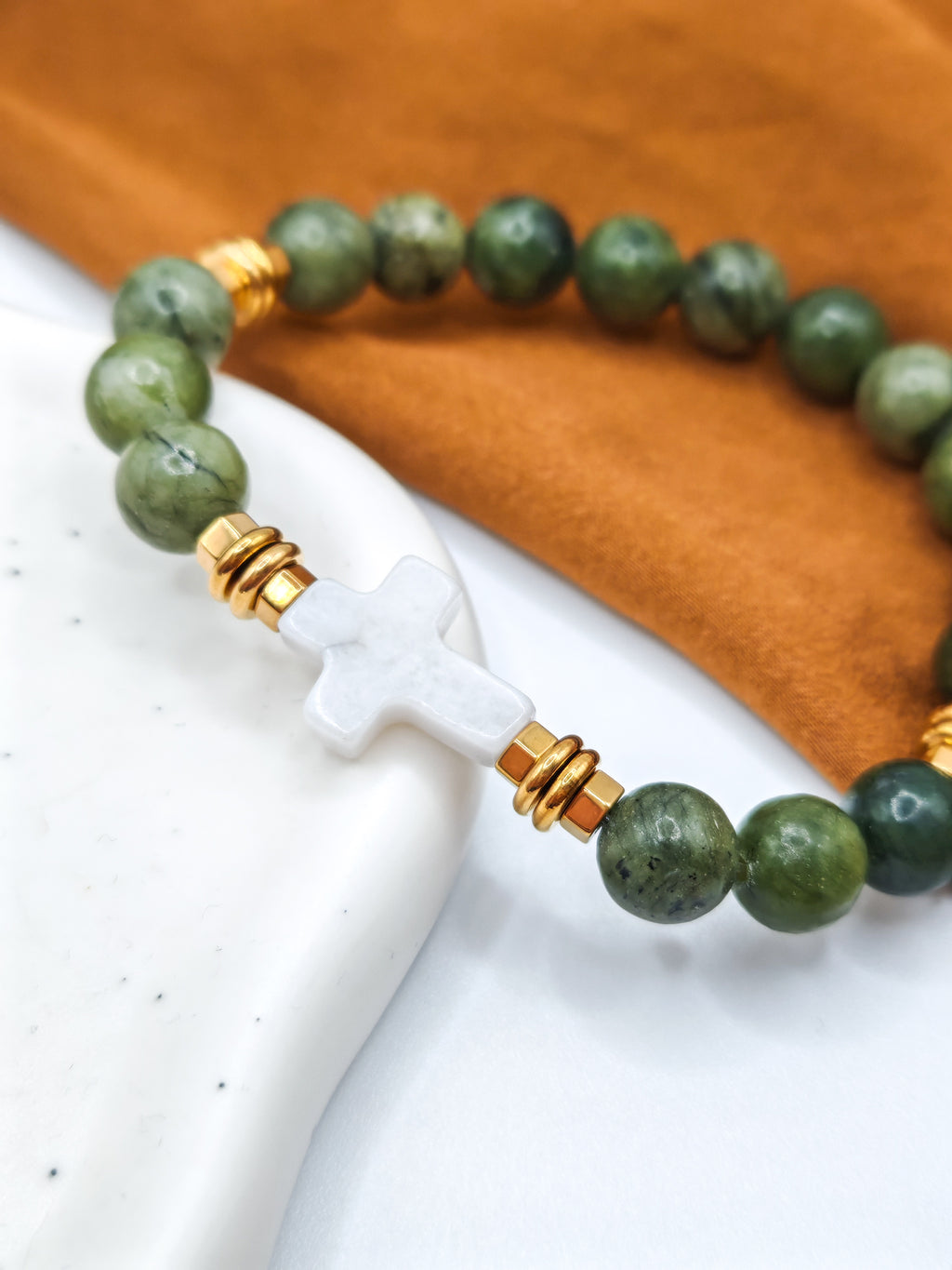 Bracelets OBSIDIAN Cross - green & black