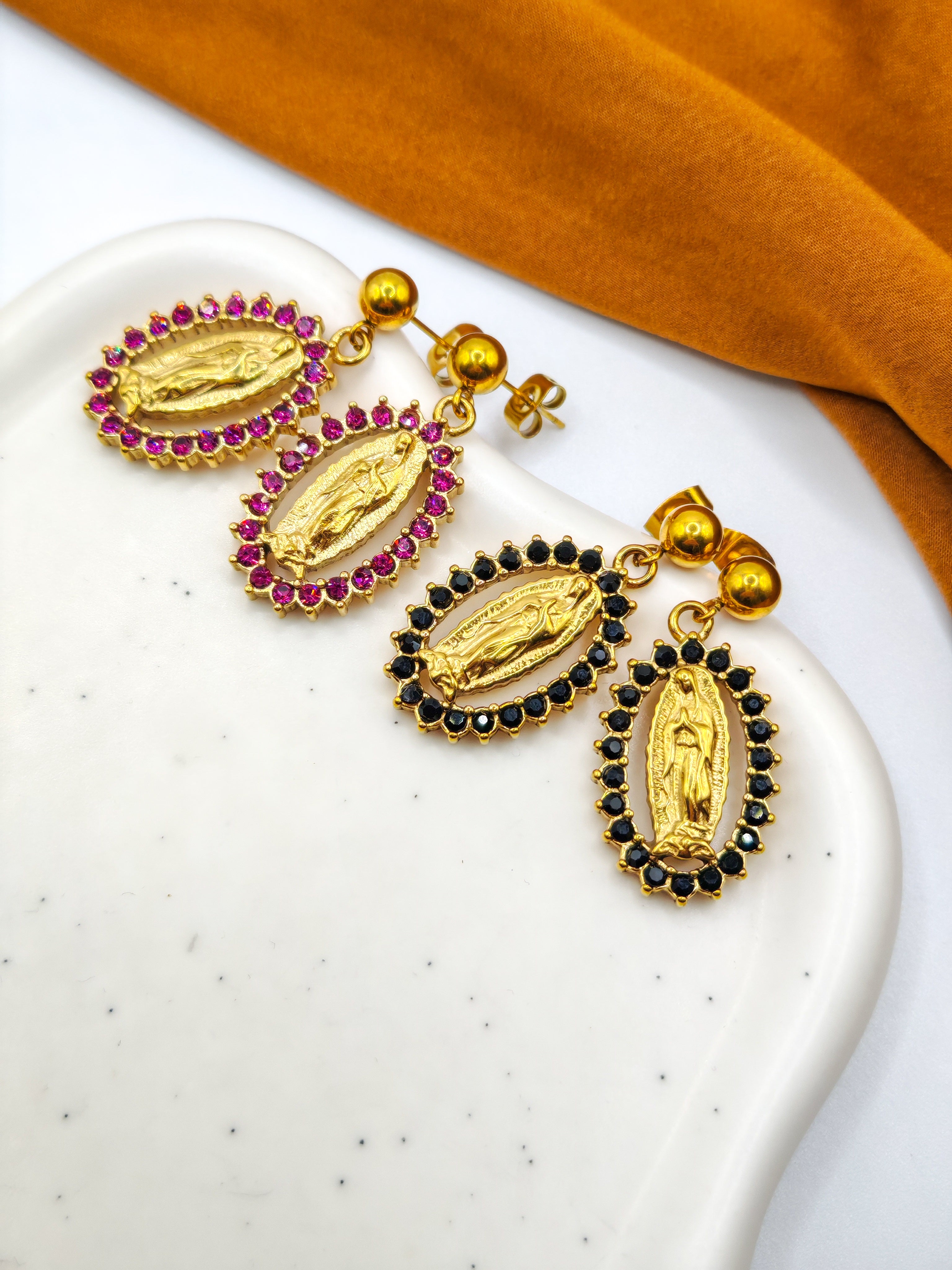 Boucles d'oreilles RADIANCE - black & fushia