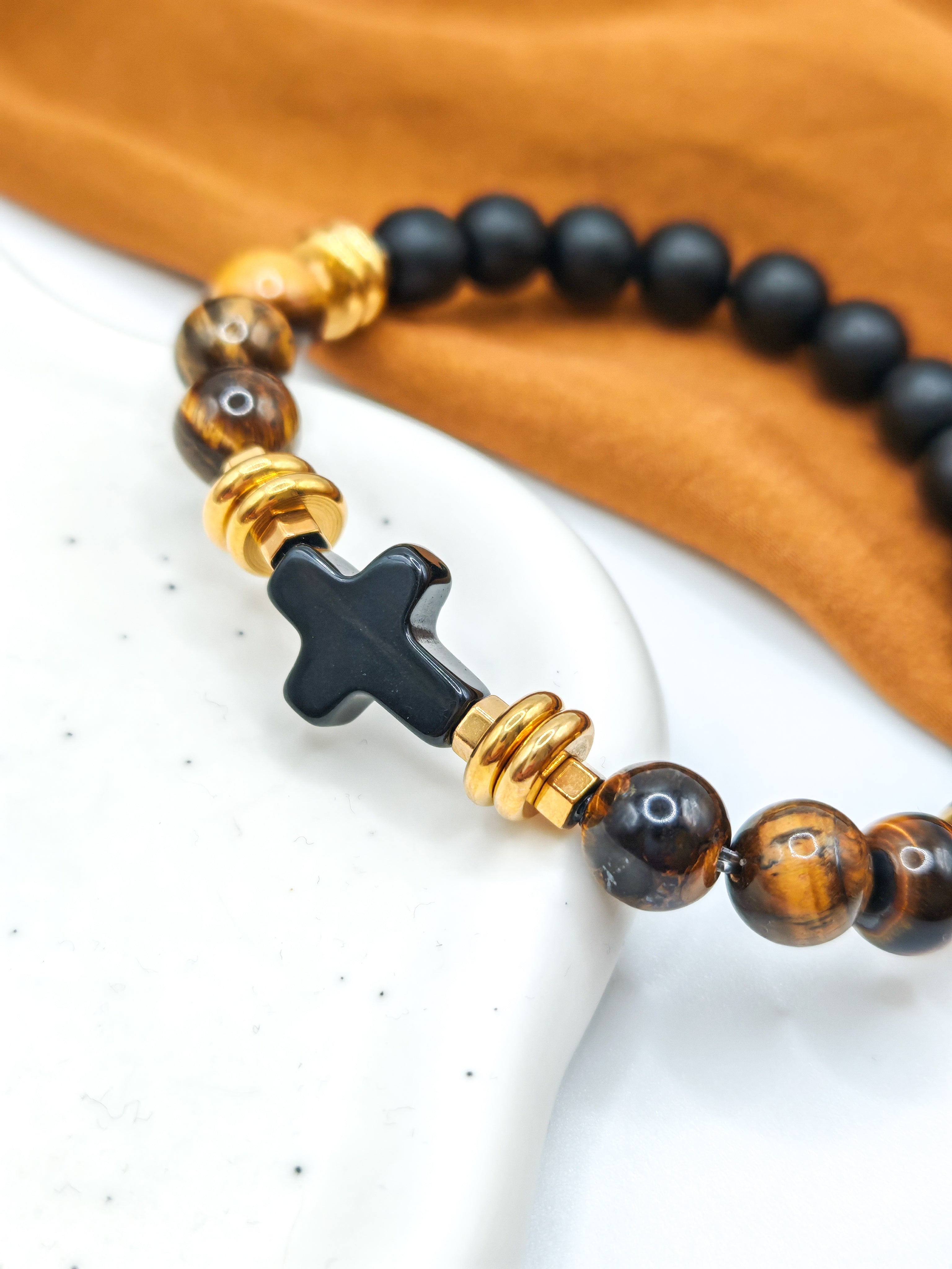 Bracelets OBSIDIAN Cross - green & black