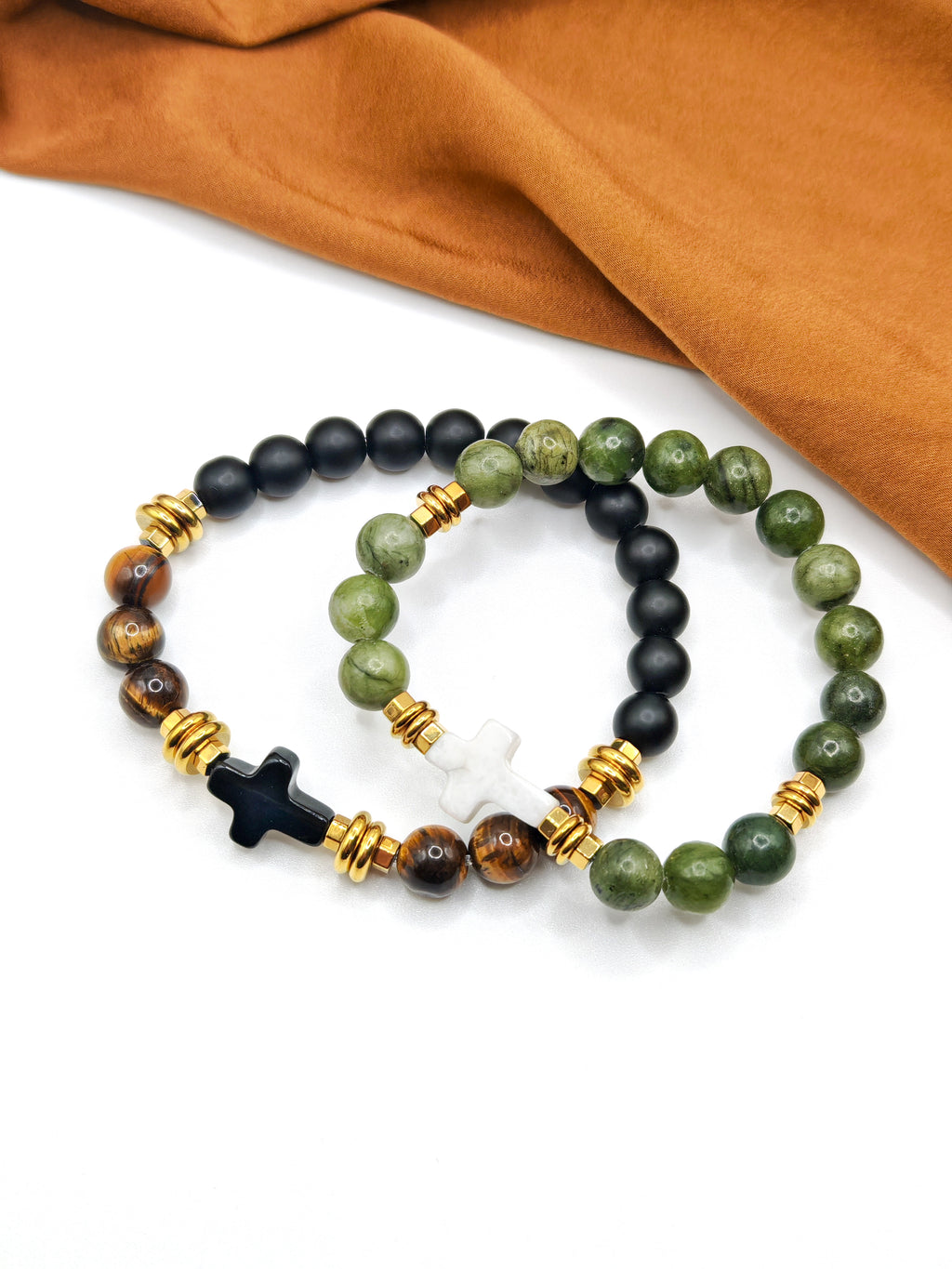 Bracelets OBSIDIAN Cross - green & black