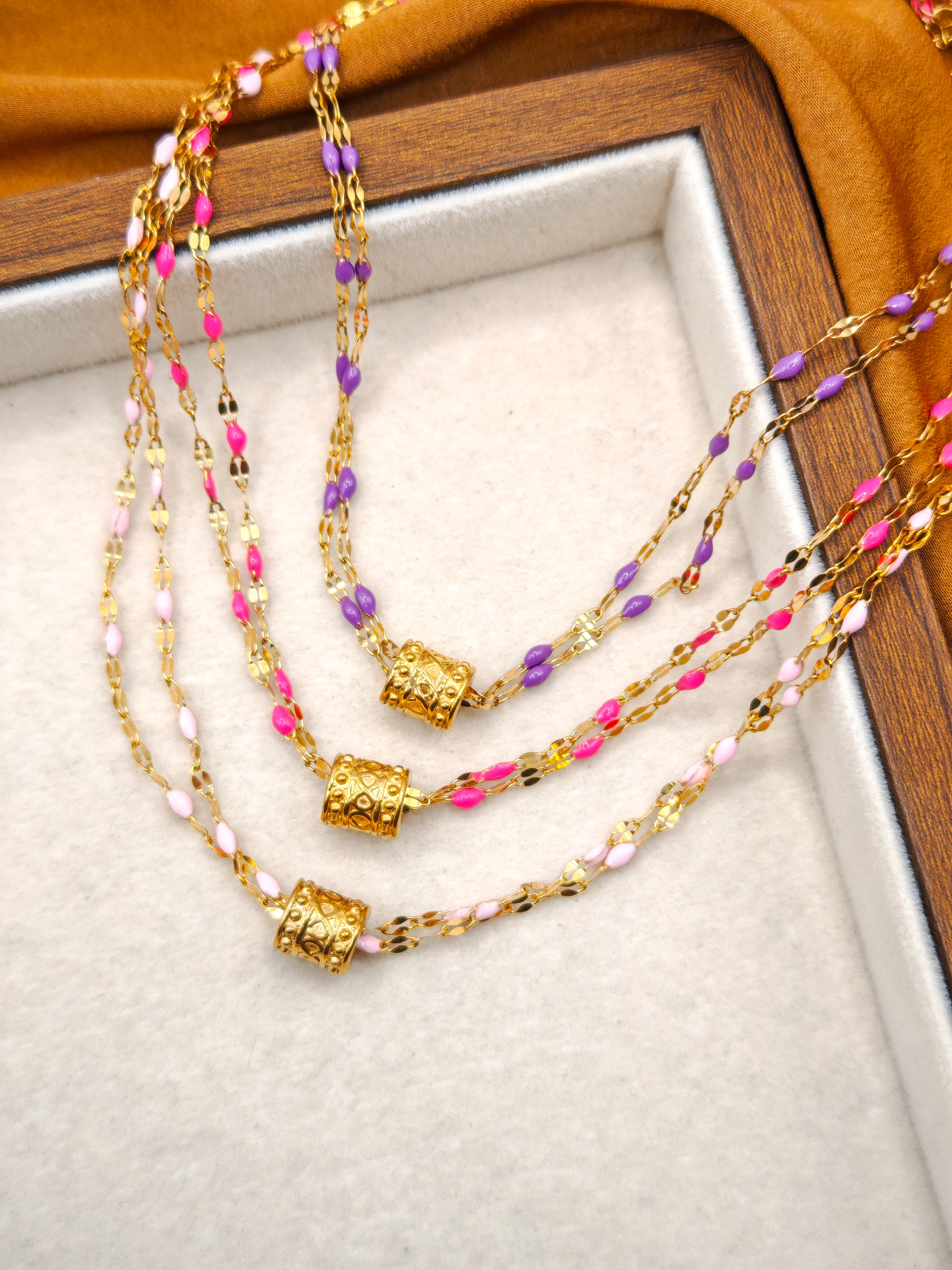 Colliers SUNSET -  baby pink & fushia & purlpe